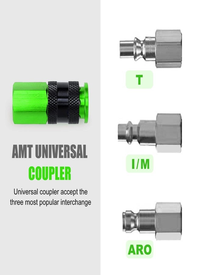 FYPower 15 Pieces 1/4" NPT Aluminum Air Coupler and Plug Kit, Quick Connect Air Fittings, Industrial Quick Connector Set (Green) - Image 3