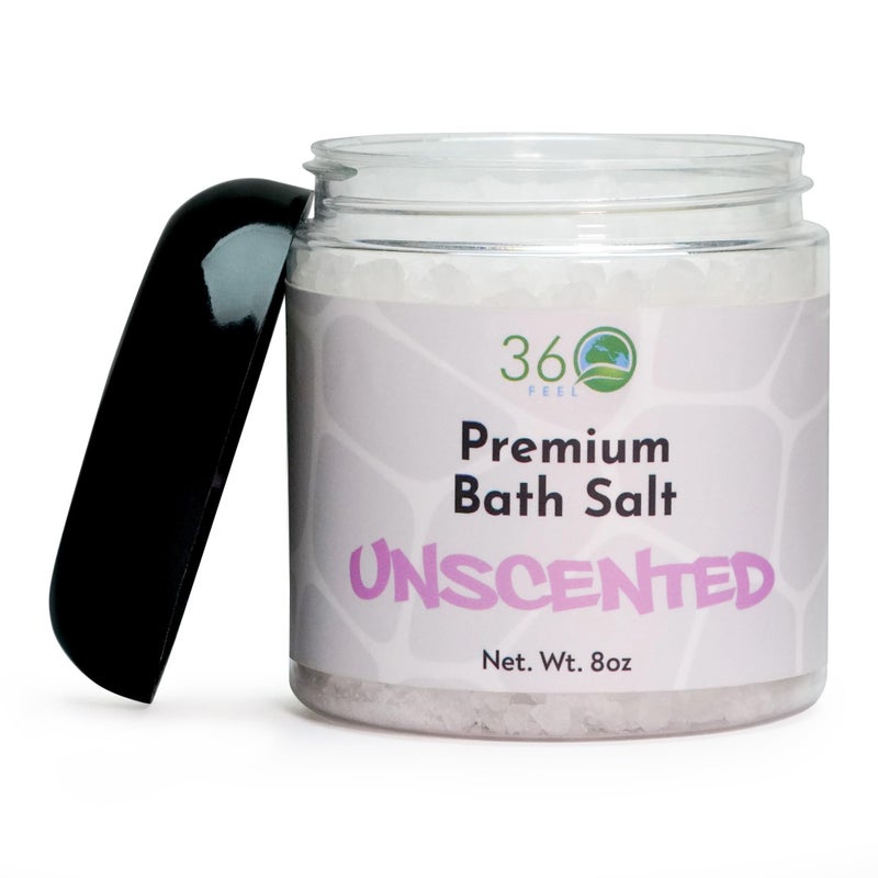 360Feel Unscented Salt Scrub for All Skin Types Detox Exfoliate Moisturize Nourish with Natural Ingredients Perfect for Face Body Feet Crueltyfree Vegan Bath Soak