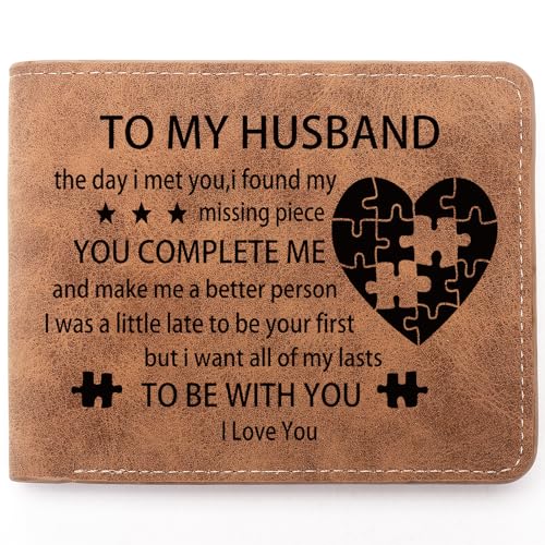 THTCSQ Leather Wallet for Man - Engraved Personalized Wallet for Husband - Fathers Day, Anniversary, Wedding, Birthday & Valentine's Day Gifts - Image 1