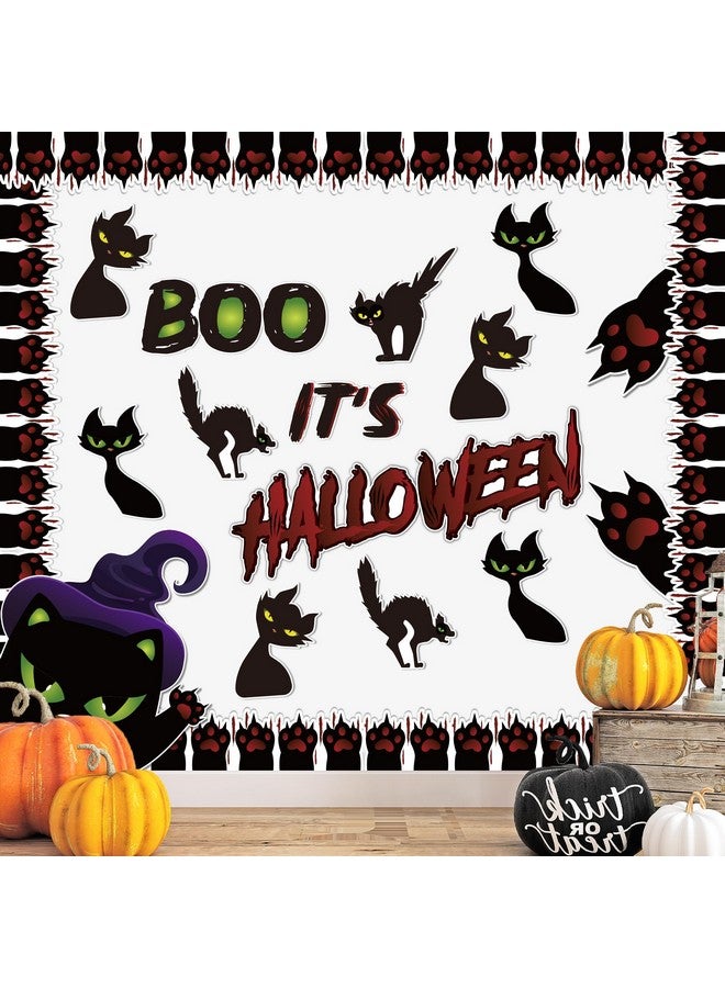 BeYumi Halloween Cat Bulletin Board - 69Pcs Halloween Black Cat Bulletin Board Set Halloween Horror Cat Scratch Cutout And Border Trim Halloween School Classroom Chalkboard Wall Decoration Supplies - Image 4