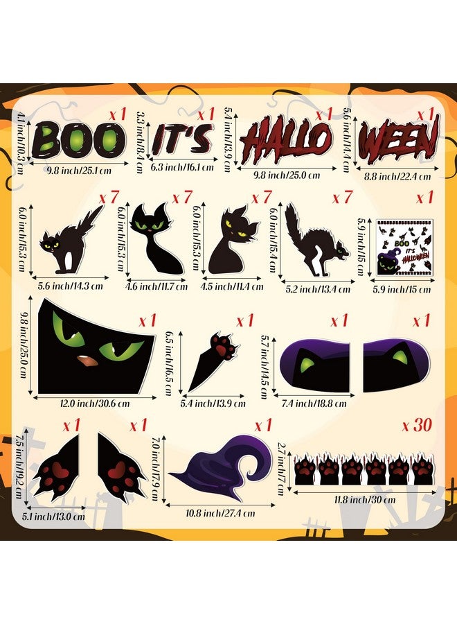 BeYumi Halloween Cat Bulletin Board - 69Pcs Halloween Black Cat Bulletin Board Set Halloween Horror Cat Scratch Cutout And Border Trim Halloween School Classroom Chalkboard Wall Decoration Supplies - Image 2