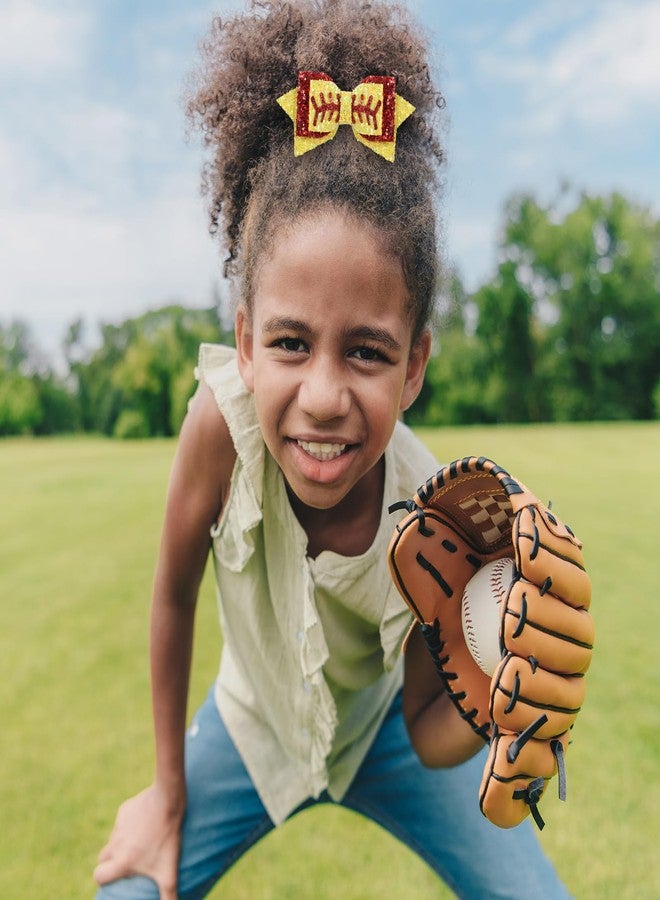 Miroksh 2pc Glitter Softball Hair Bows 4" Sparkling Yellow Red Sequins Alligator Clips for Toddler Teens Baby Girls Cheerleader Fans Game Day Party Dress Decor Accessory Gift - Image 5