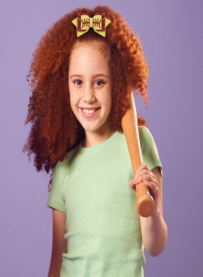 Miroksh 2pc Glitter Softball Hair Bows 4" Sparkling Yellow Red Sequins Alligator Clips for Toddler Teens Baby Girls Cheerleader Fans Game Day Party Dress Decor Accessory Gift - Image 4