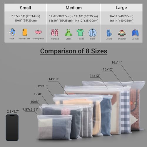 Svaldo Frosted Zipper Bags for Clothes, 9.8x7.8 inch Resealable Plastic Mailers, 50Pcs Bikini Bags with Slider Closure for Swimsuit, Bathing Suit, T Shirt Packaging, 3 Mil Thick with Vent Holes - Image 4