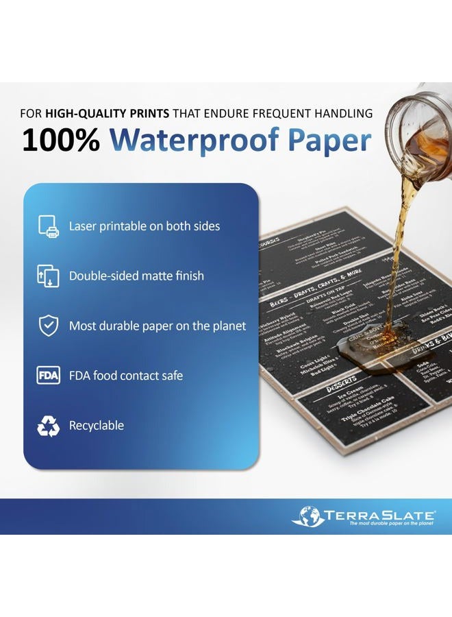 TerraSlate Premium Waterproof Paper, 5 MIL 8.5” x 11”, Laser Printer & Copy Machine Compatible, Durable & Rain/Weather-Proof Copy Paper, White Paper (100 Sheets) - Image 2
