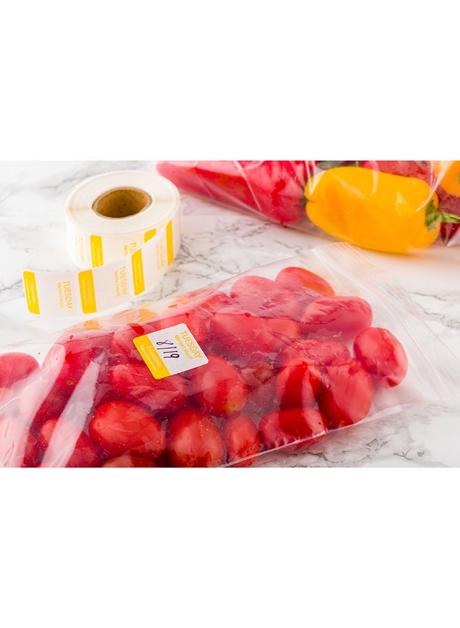 Restaurantware RW Smart 1 Inch x 1 Inch Food Rotation Labels, 500 Dissolvable Food Safety Labels - Premium Trilingual, Yellow Paper Day Of The Week Labels, For Food Storage Or Prep, Tuesday - Image 5