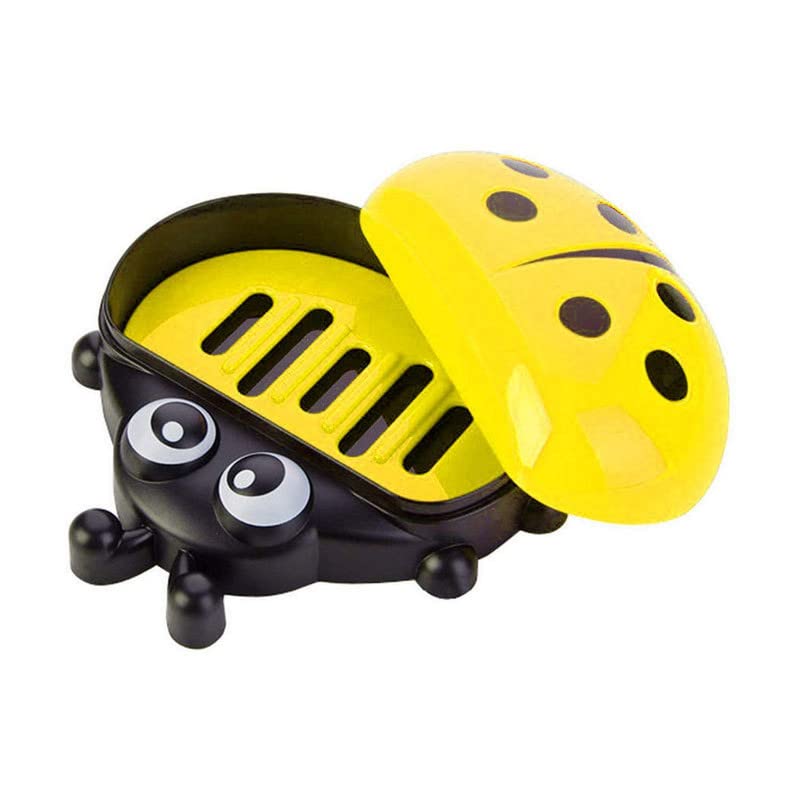 Flywind Cute Lady Bug Soap Box Holder with Cover Bathroom Storage Shelves Racks Floor Type Kitchen Sponge Drain Holder Accessories Supplies - Image 4