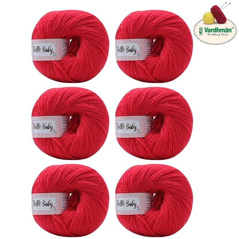 Vardhman Knitting Yarn Vardhman Knitting Yarn Hello Baby Wool for Knitting Kids Crochet Yarn Wool for Hand Knitting Art Craft Knitting Wool Yarn for Sweater Scarves Hats and Dresses Tomato Red  - Image 2