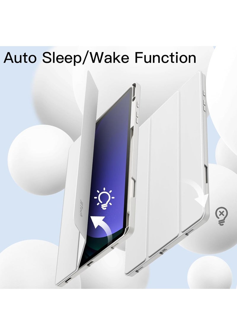 JAJEEK "2024 Case for Samsung Galaxy Tab S10 Plus / Tab S9 Plus 12.4-Inch – Soft TPU Tri-Fold Stand Protective Cover with S Pen Holder, S Pen Charging Support, Auto Wake/Sleep (White)" - Image 5