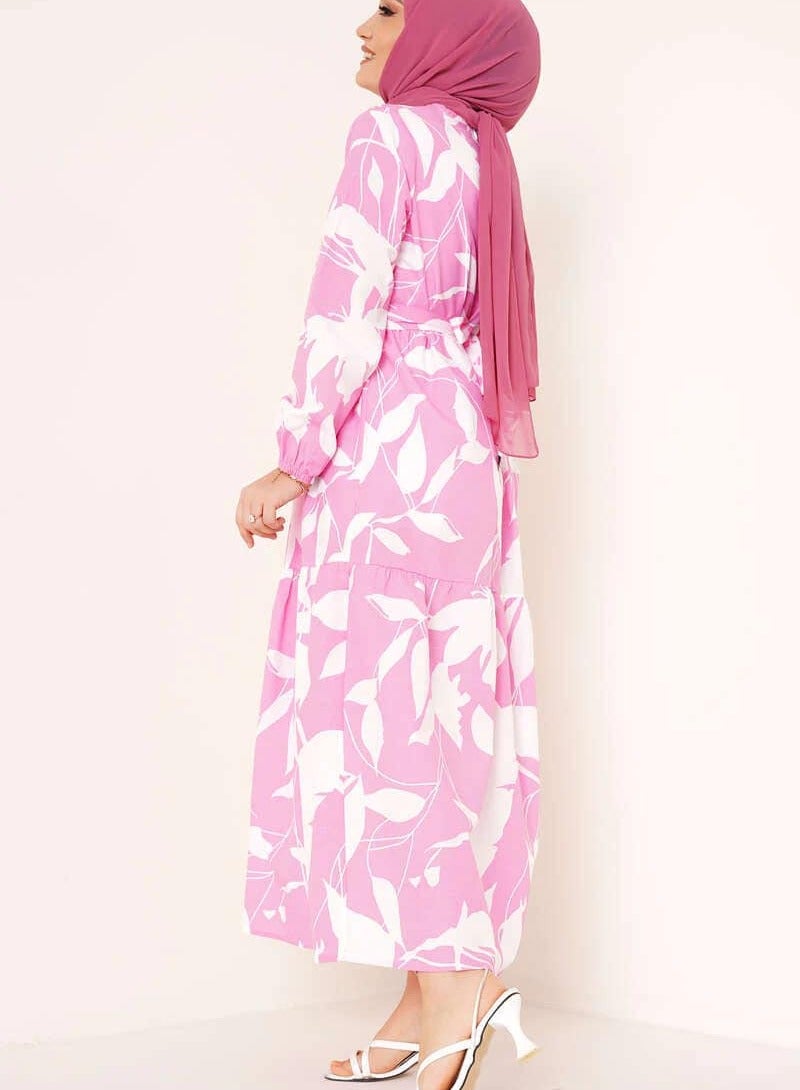 Cotton printed long dress,comfortable to wear, PINK  - Image 2
