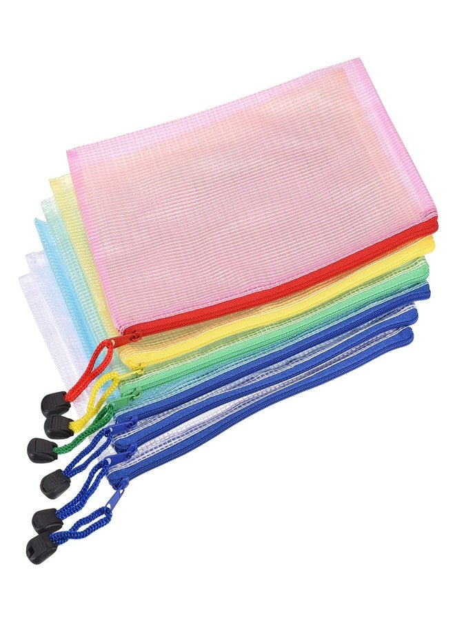 YOKIVE 6 Pack Mesh Zipper Bags, B5 Mesh File Pockets Plastic Document Pouch, Great for Office Appliances Travel Storage(Multicolor) - Image 1