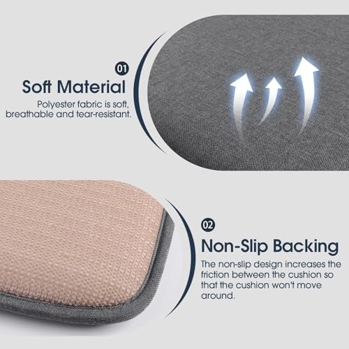 TushGuard Chair Cushions for Dining Chairs Set of 4, Soft Seat Cushions for Kitchen Chairs, Non-Slip Bottom with Ties, Comfortable Everyday Chair Pads, Grey - Image 2