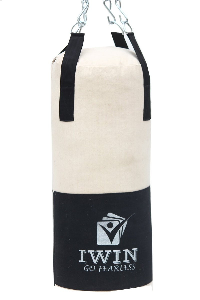 IWIN Unfilled Canvas Punching Bag Combo with Boxing Wrap (48" (4Ft)), White - Image 3