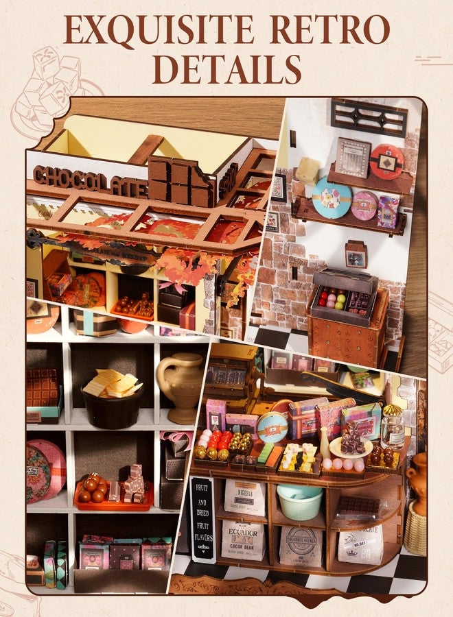 ROBOTIME DIY Miniature House Kit, Tiny House Building Kits，Mini Wooden Furniture Kit for Adults, Dollhouse for Birthday Christmas Craft Hobbies Gift（Henry's Chocolate） - Image 5