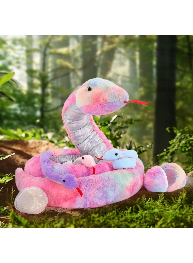 MaoGoLan Giant Snake Stuffed Animal, Realistic Large Mommy with 3 Babies & 3 Eggs Snakes Plush Toy, 79'' Long Rainbow Boa Constrictor Gift for Boys Girls Kids - Image 4