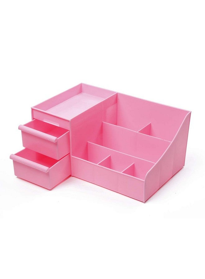 MOHAK Plastic Storage Box Make-up Box Desktop Storage Box Cosmetic Organizer with 2 Drawer Sundries Cosmetics Box Great for Bathroom, Dresser, Vanity and Countertop (Multi Color) - Image 1