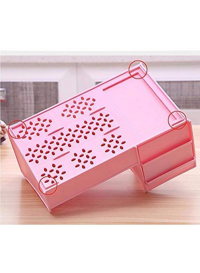 MOHAK Plastic Storage Box Make-up Box Desktop Storage Box Cosmetic Organizer with 2 Drawer Sundries Cosmetics Box Great for Bathroom, Dresser, Vanity and Countertop (Multi Color) - Image 4