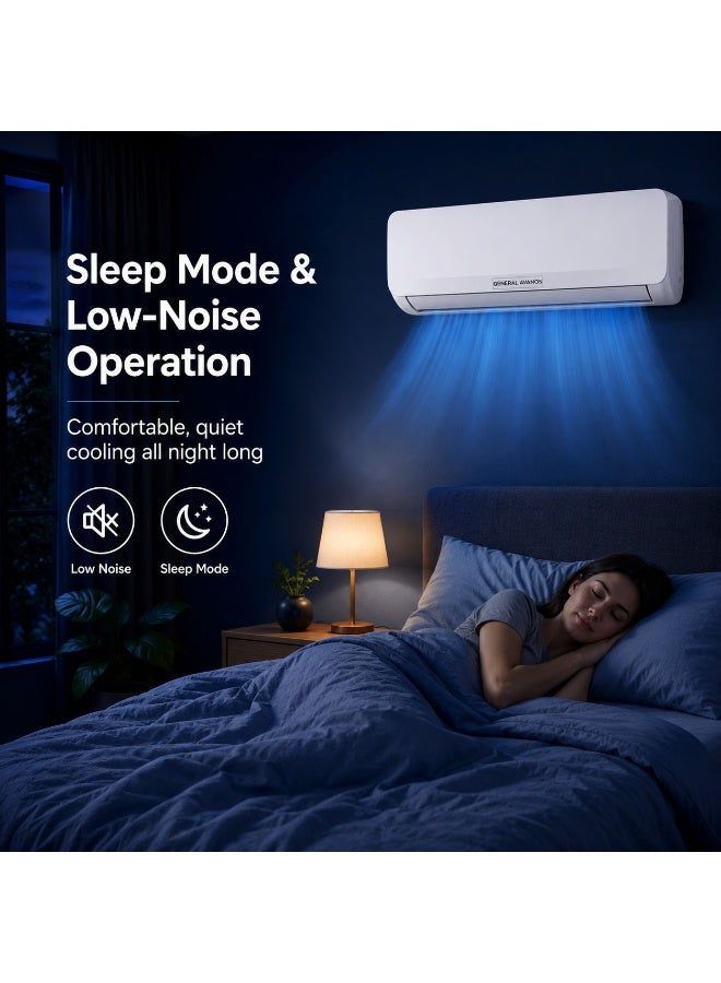 General Avanos AVACS12K054 Split Air Conditioner, 1 Ton, 12000 BTU, Rotary Compressor, Turbo Cooling, Sleep Mode, Remote Control, White - Image 3