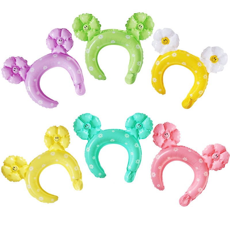 New Smiley Daisy Handheld Stick Medium Stick Aluminum Film Balloon Headwear Headband Stall Push-Sweep Code Activity Balloon - Image 4
