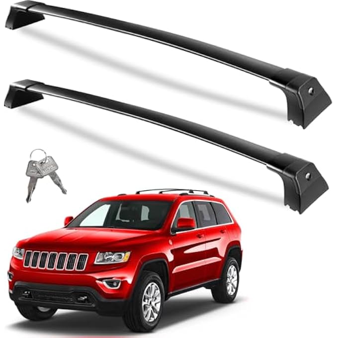 rayihni Heavy Duty 220lbs Lockable Roof Rack Cross Bars Compatible with Jeep Grand Cherokee 2011-2021 (with Grooved Side Rails), Aluminum Crossbars Rooftop Cargo Bag Kayak Luggage Snowboard - Image 1