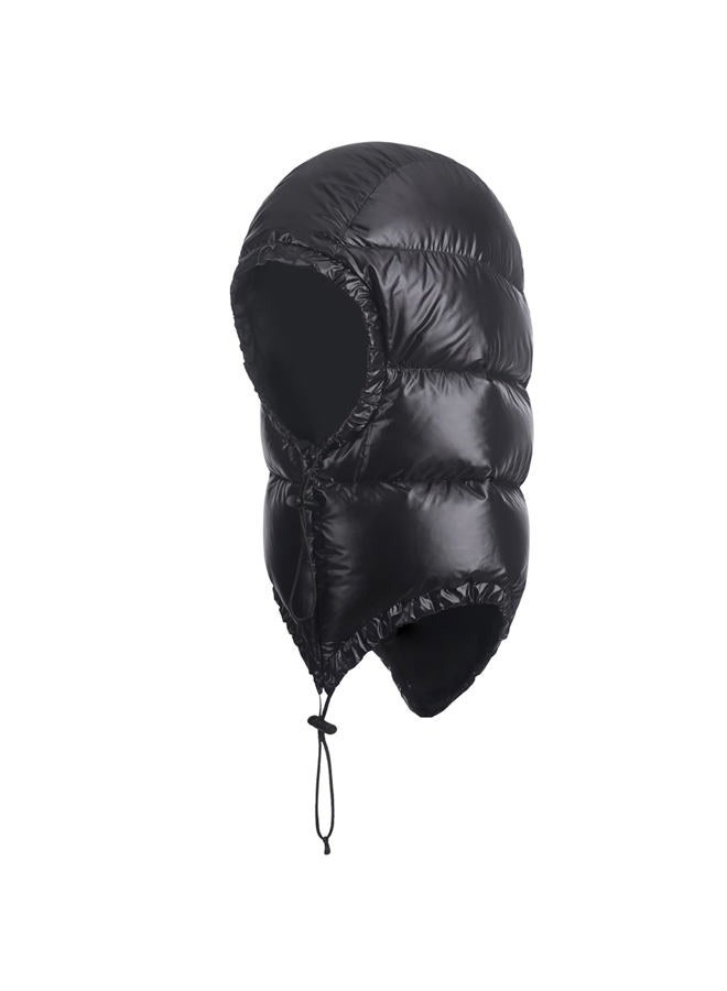 Tapasimme Winter Warm Down Cap Ultralight Windproof Sleeping Bag Outdoor Camping Waterproof Down Hood Hat with Compression Storage Bag (Dark Black) - Image 1