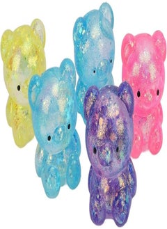Annadue Annadue Squishy Bear Stress Balls, 5 Pieces TPR Squishy Animals Slow Growth Elastic Paste Balls, Squeeze Stress Ball Squishy Fidget Toys Stress Relief Toy 