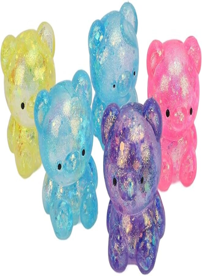 Annadue Annadue Squishy Bear Stress Balls, 5 Pieces TPR Squishy Animals Slow Growth Elastic Paste Balls, Squeeze Stress Ball Squishy Fidget Toys Stress Relief Toy 