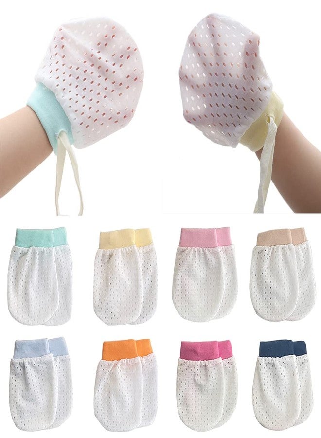 Adeimoo Cute Boys Girls Cotton No Scratch Gloves Drawstring Adjustable Mittens for Baby Infants (8 Pairs mixed color) - Image 1