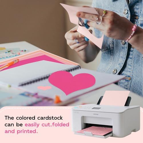 Goefun 65lb Pink Cardstock 8.5 x 11, Goefun 5 Colors Colored Cardstock Paper, 25 Sheets Pink Construction Paper Assorted Colors Perfect for Crafts, DIY Cards, Valentines Day - Image 5