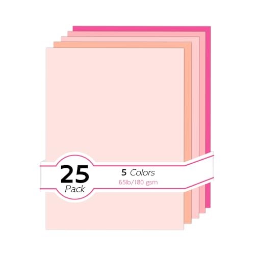 Goefun 65lb Pink Cardstock 8.5 x 11, Goefun 5 Colors Colored Cardstock Paper, 25 Sheets Pink Construction Paper Assorted Colors Perfect for Crafts, DIY Cards, Valentines Day - Image 1
