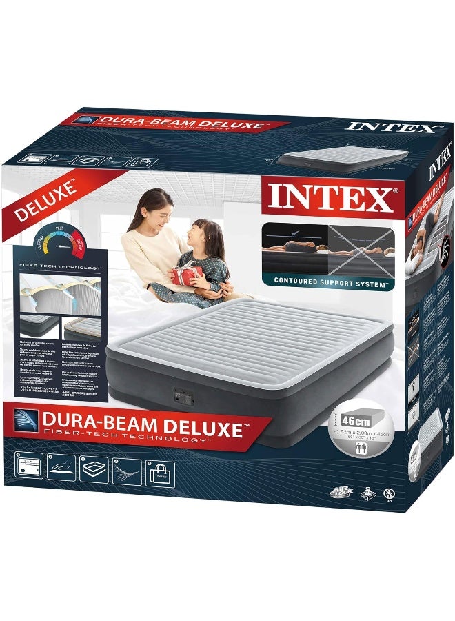 INTEX Queen Dura-Beam Series Elevated Airbed With Bip microfiber Grey - Image 5
