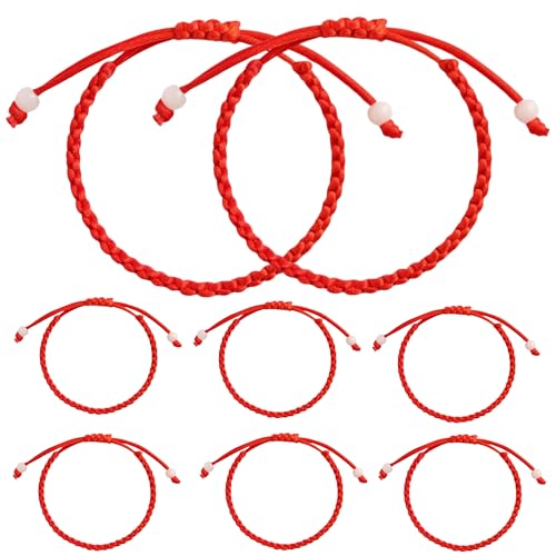 Cafurty 8PCS Red String Bracelet Set for Couples Perfect Long Distance Relationship Gifts Kabbalah Red String Bracelet with Red Protection Charms Matching Red Bracelets for Women - Image 1