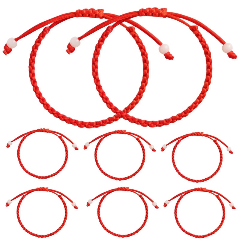 Cafurty 8PCS Red String Bracelet Set for Couples Perfect Long Distance Relationship Gifts Kabbalah Red String Bracelet with Red Protection Charms Matching Red Bracelets for Women - Image 2