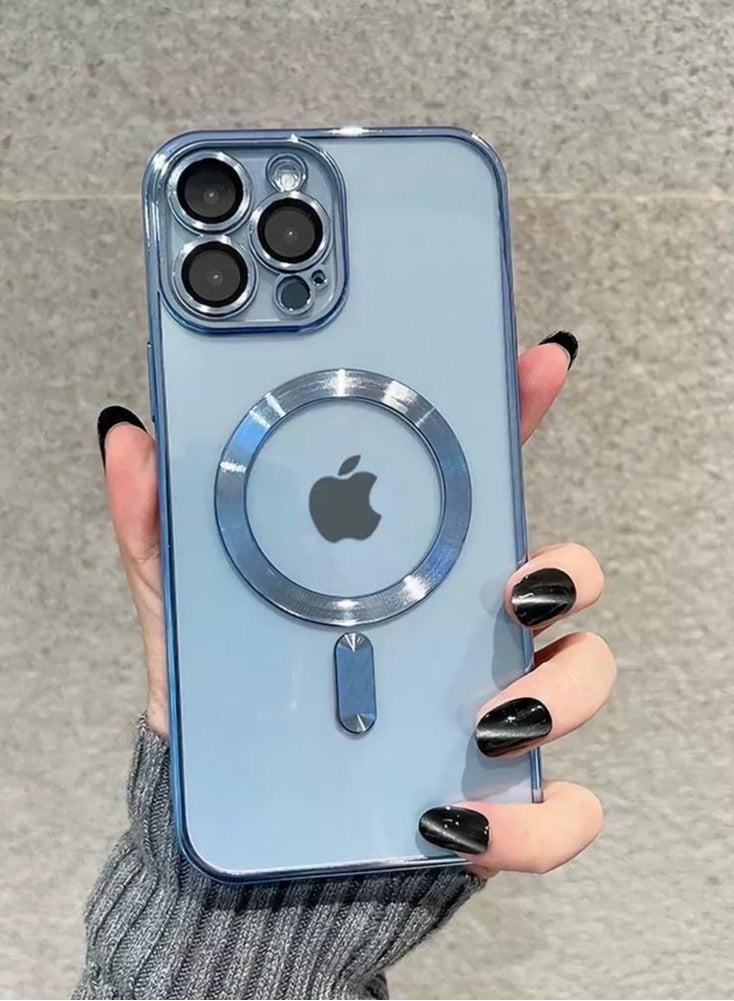 ELTRAZONE Magnetic Case for iPhone 15 Pro Max Case [Compatible with MagSafe] Full Camera Protection Clear Plating Luxury Cover for Women Men Soft TPU Bumper Drop Protective Phone Case (6.7"),Blue - Image 5