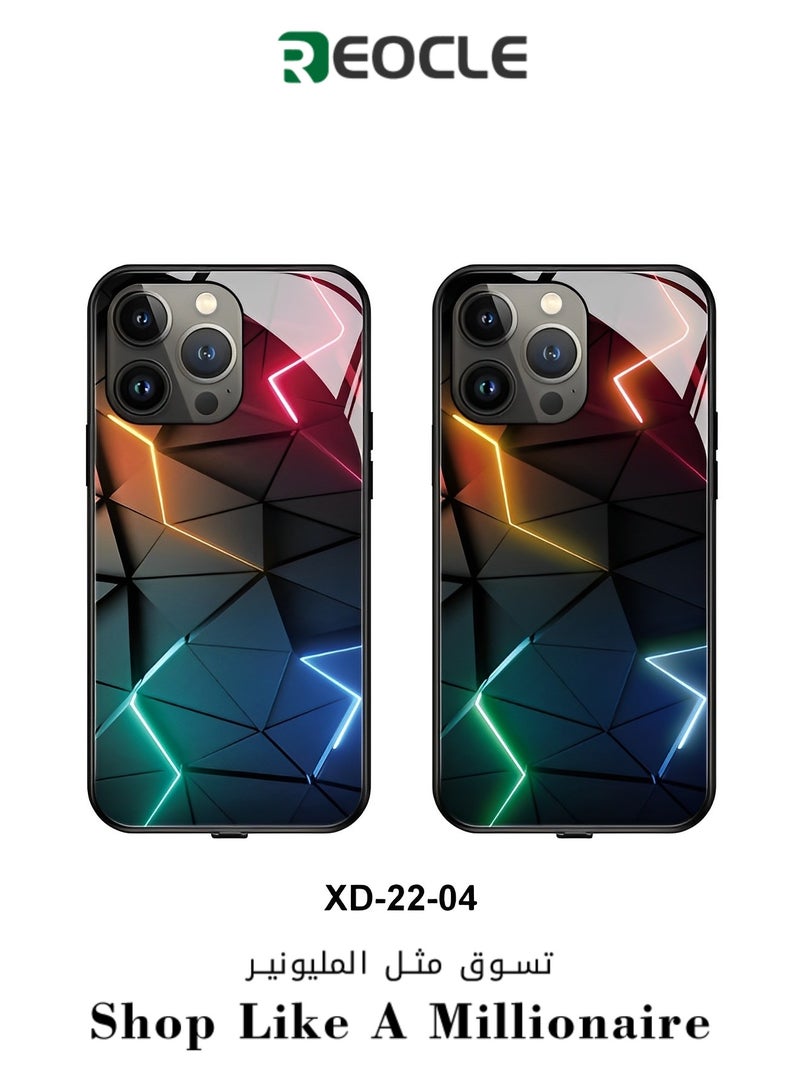 ريوكل جراب iPhone 13 14 ملون مضيء من الزجاج المقوى جراب واقٍ للهاتف المحمول مع فلاش مكالمات للتحكم الصوتي جراب هاتف مخصص للنساء الرائعات والرجال العصريين - Image 1