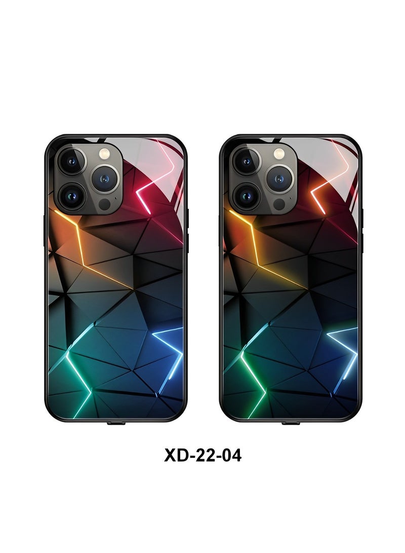 ريوكل جراب iPhone 13 14 ملون مضيء من الزجاج المقوى جراب واقٍ للهاتف المحمول مع فلاش مكالمات للتحكم الصوتي جراب هاتف مخصص للنساء الرائعات والرجال العصريين - Image 2