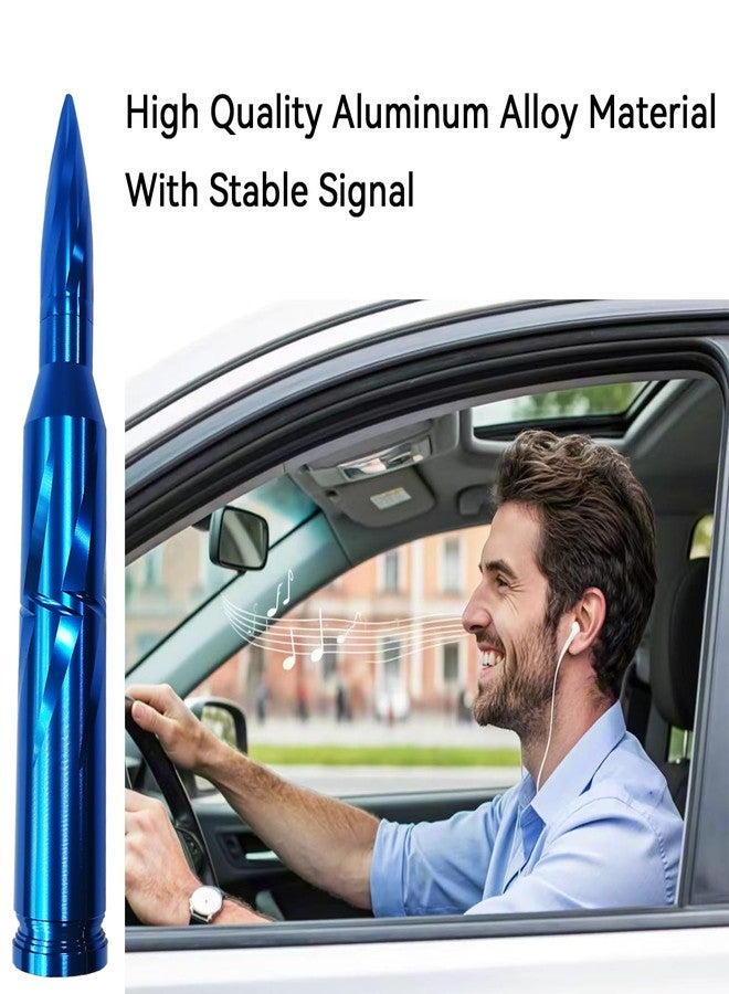 Seprochoo Car Truck Bullet Antenna 50 Cal Bullet Antenna Radio Accessories Universal Replacement for GMC Sierra 1500 Chevy Dodge Ram Silverado 1500 2500 3500 Ford F150 F250 F350 Spiral Pattern (Blue, 5.5inch) - Image 4