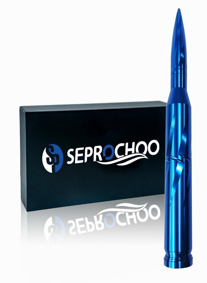 Seprochoo Car Truck Bullet Antenna 50 Cal Bullet Antenna Radio Accessories Universal Replacement for GMC Sierra 1500 Chevy Dodge Ram Silverado 1500 2500 3500 Ford F150 F250 F350 Spiral Pattern (Blue, 5.5inch) - Image 1