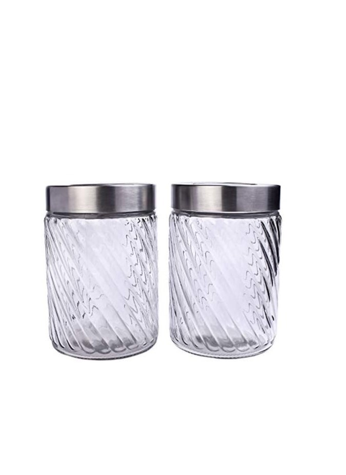 DELCASA Delcasa 2 Piece 1200ml 11 x 17cm Lilac Glass Storage Jar  - Image 1