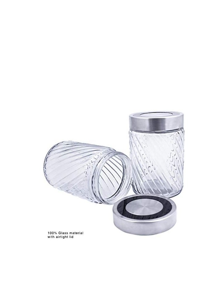 DELCASA Delcasa 2 Piece 1200ml 11 x 17cm Lilac Glass Storage Jar  - Image 2
