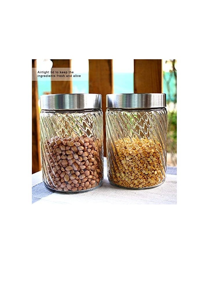 DELCASA Delcasa 2 Piece 1200ml 11 x 17cm Lilac Glass Storage Jar  - Image 3