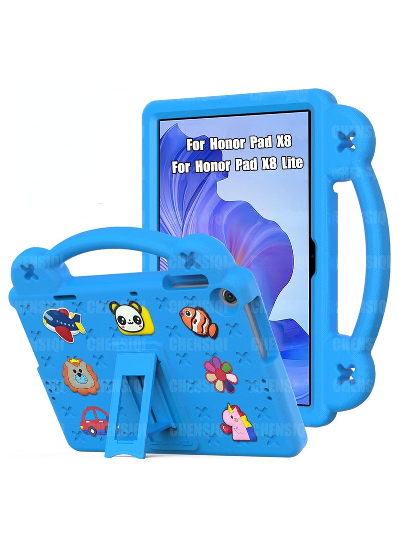 VKL Kids Case Compatible with Honor Pad X8 / X8 Lite 10.1 inch 2022, Heavy Duty EVA Foam Shockproof Cover Kids Proof Tablet Case with Stand (Blue)  - Image 1