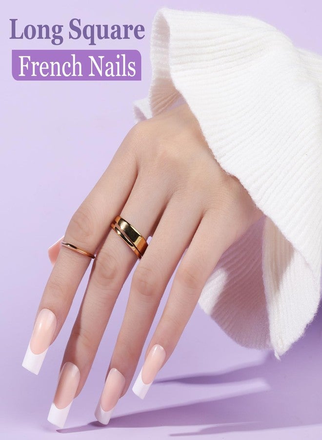 Teenitor French Tip Nails - Long Square Press On Nails, 15 Sizes - Image 3
