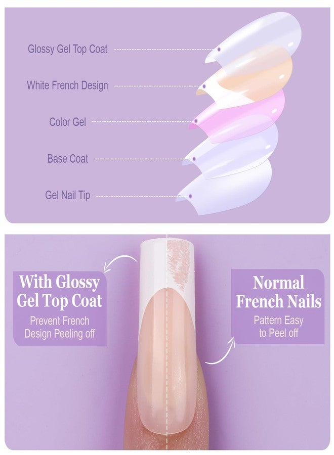 Teenitor French Tip Nails - Long Square Press On Nails, 15 Sizes - Image 2