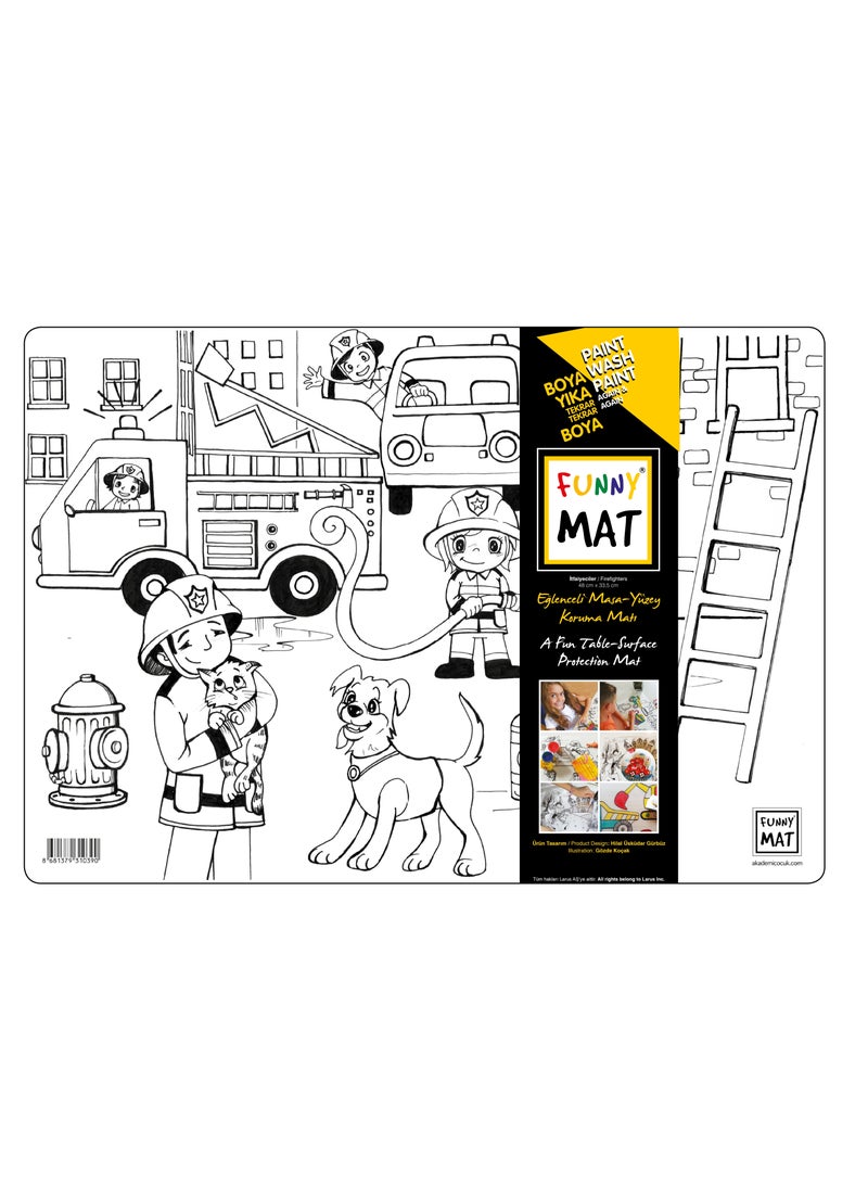 Funny Mat Washable Silicone Coloring Pads Notebooks and Mat Firefighters - Image 1