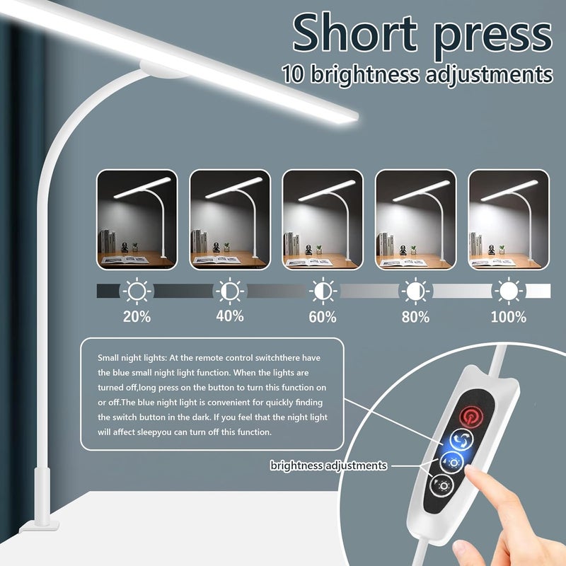 LOOPITYS Led Desk Lamp For Office Home - Eye-Caring Architect Task Lamp 30 Lighting Modes Adjustable Flexible Gooseneck Clamp Light For Workbench Drafting Reading Study，English Instruction Manual Bai - Image 3