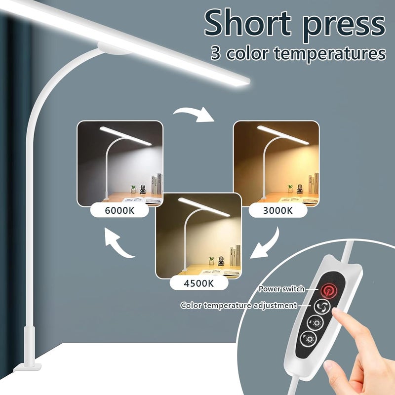 LOOPITYS Led Desk Lamp For Office Home - Eye-Caring Architect Task Lamp 30 Lighting Modes Adjustable Flexible Gooseneck Clamp Light For Workbench Drafting Reading Study，English Instruction Manual Bai - Image 2