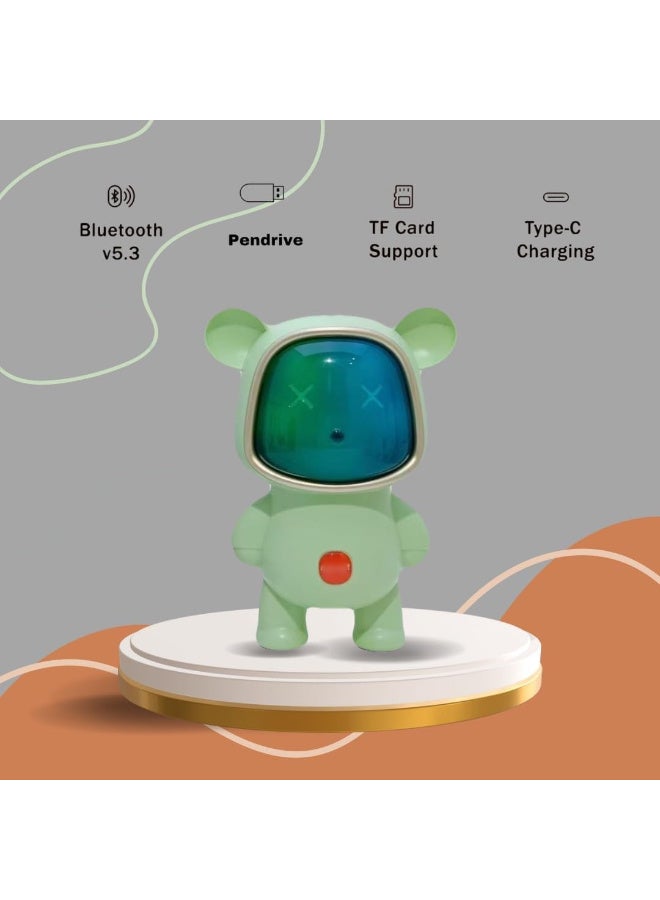 AN152 Mini Wireless Bluetooth Speaker | 5-7 Hours Playtime | Vivid RGB Lights | RGB Sound Effects | Multiple Play Modes | BTV5.3/TF Card | BTV5.3/TF/Pen Drive & Type-C Charging Port (Green) - Image 2