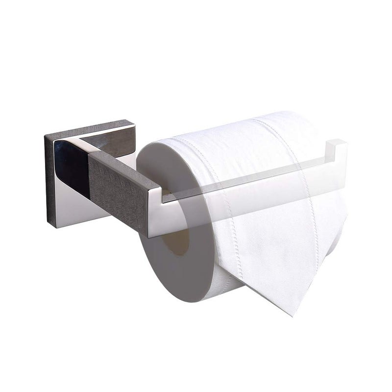TASTOS Polished Chrome Toilet Paper Holder SUS304 Stainless Steel, Modern Square Half Open Bathroom 5 inch TP Holder Wall Mount Rustfree Tissue Roll Dispenser for Washroom Kitchen - Image 5