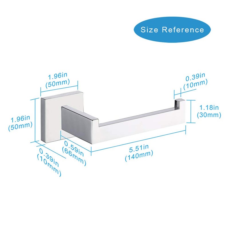 TASTOS Polished Chrome Toilet Paper Holder SUS304 Stainless Steel, Modern Square Half Open Bathroom 5 inch TP Holder Wall Mount Rustfree Tissue Roll Dispenser for Washroom Kitchen - Image 4